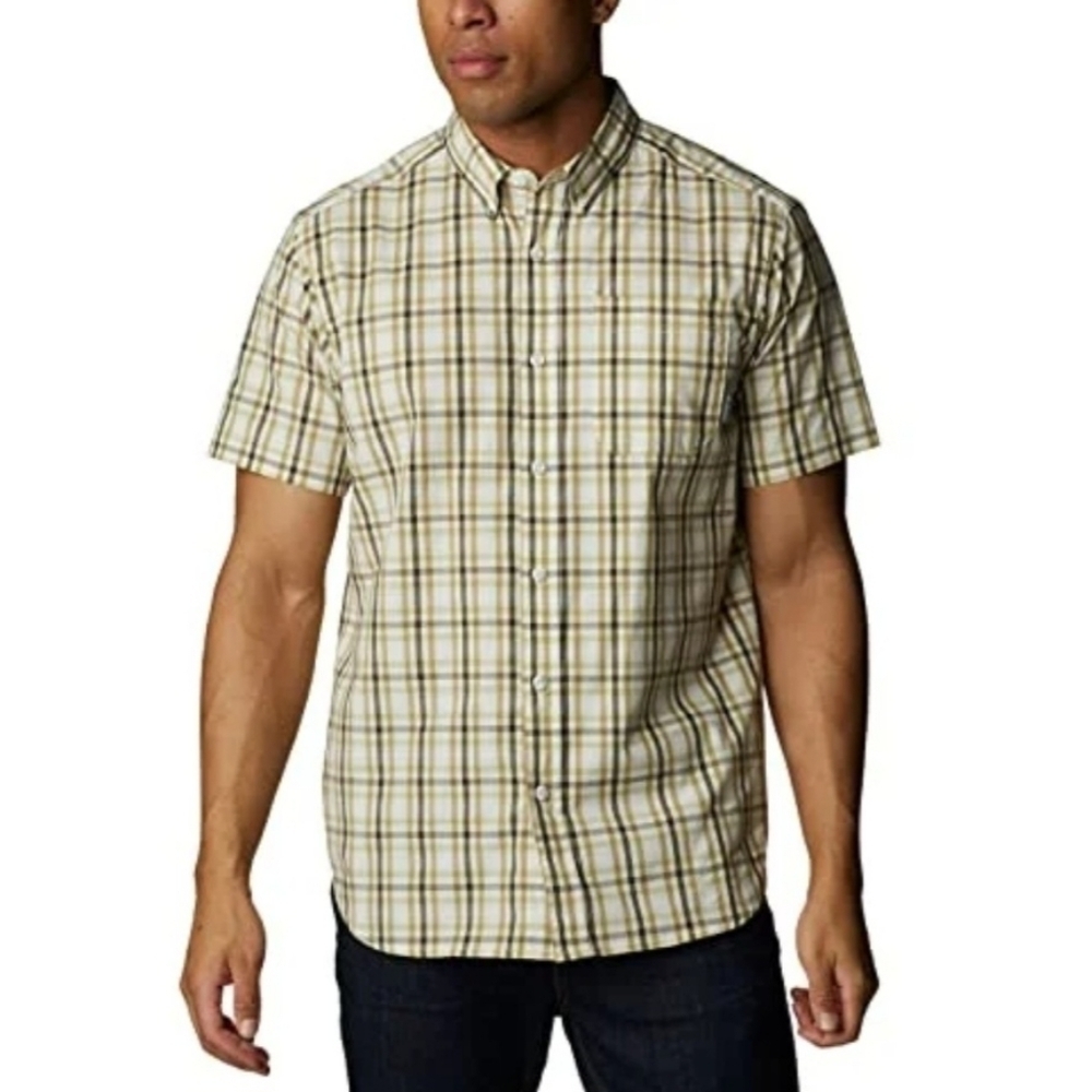 The North Face A5 Plaid Green Short Sleeve Shirt Mens Size Large